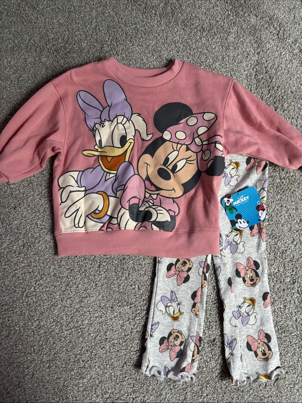 Disney Pink Minnie & Daisy Girls Set with Printed Leggings